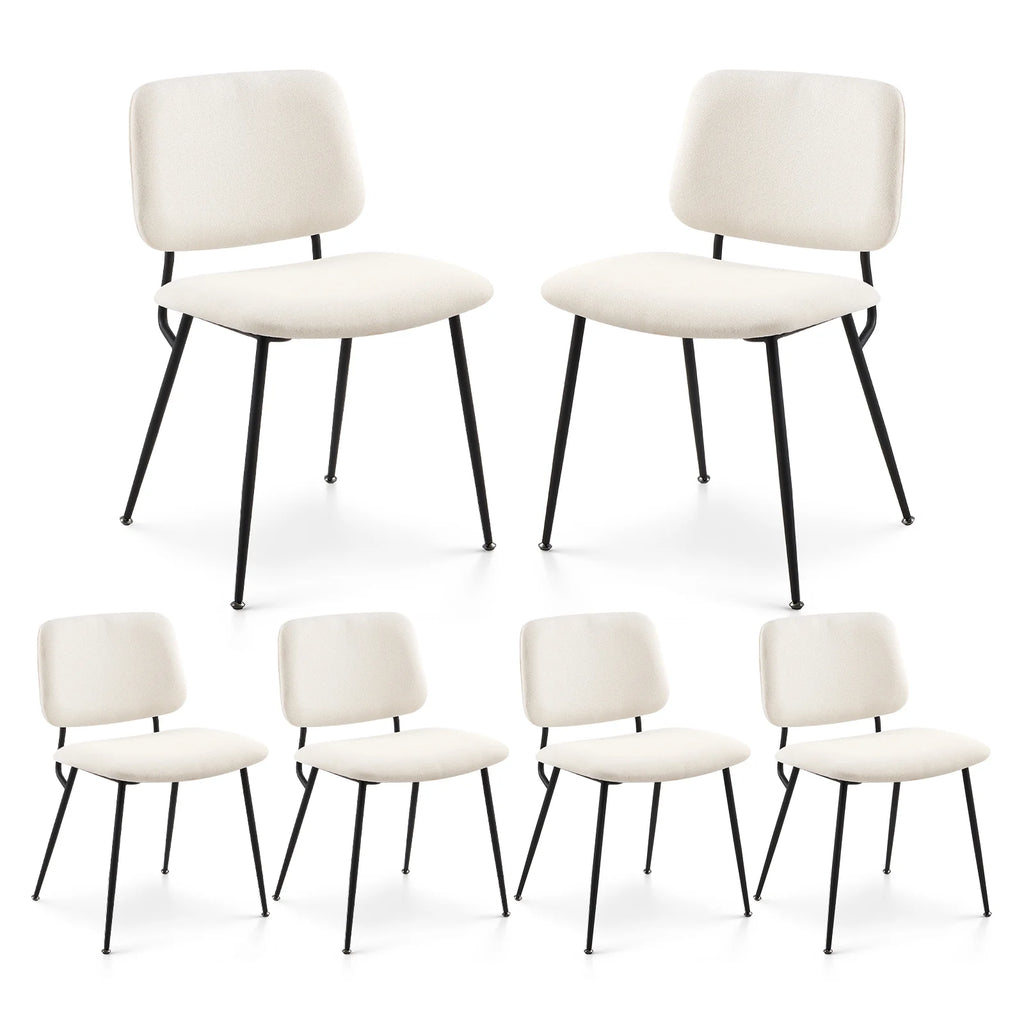 Cream Fabric Upholstered Dining Chairs Set of 6 B11979