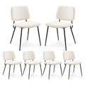 Cream Fabric Upholstered Dining Chairs Set of 6 B11979