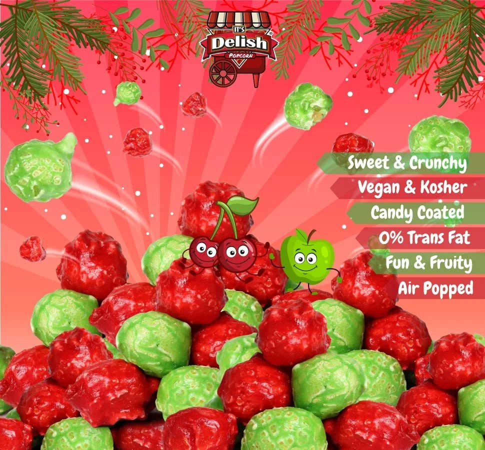 Holiday Red & Green Popcorn 2 lbs Gluten Free Vegan Kosher X134