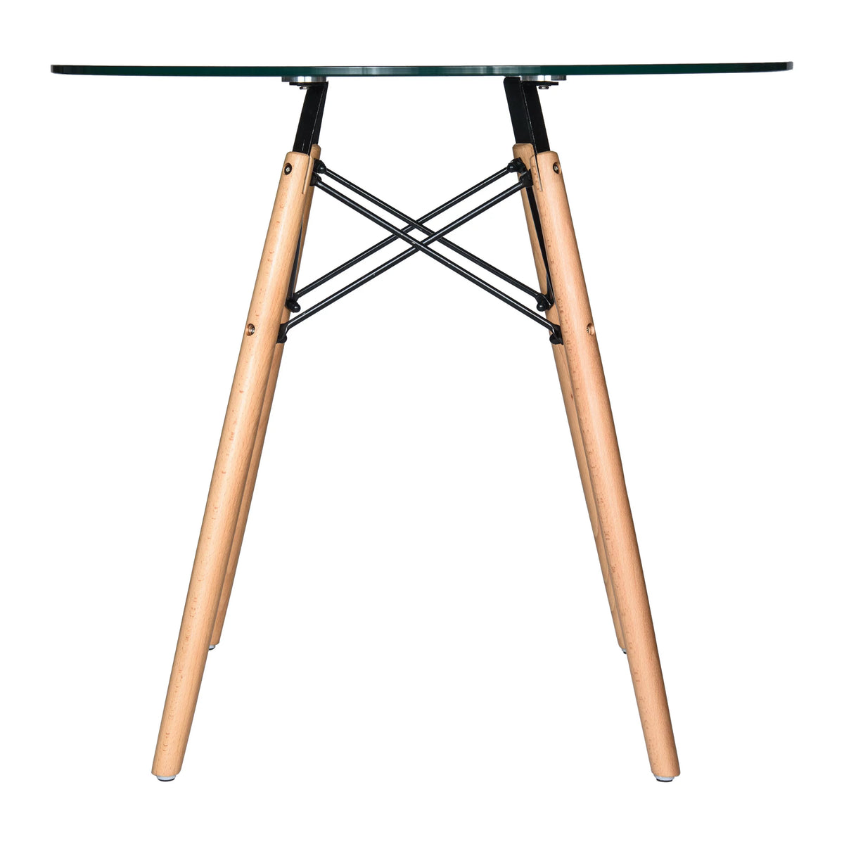 Round Glass Top Dining Table with Wood Base R651911