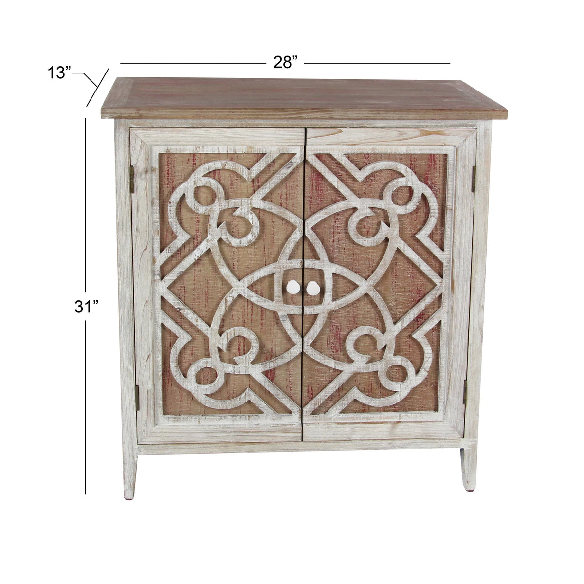 Light Brown Wood 1 Shelf 2 Door Geometric Cabinet R68220