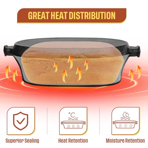 Pre-Seasoned Cast Iron Bread Pan with Lid 2.2QT J862