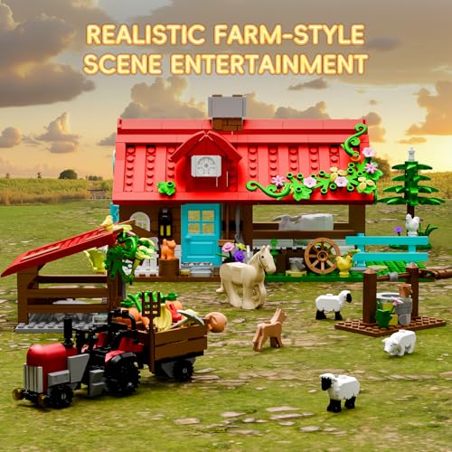 Farm House Building Set 791 Pcs with Tractor Horse Animals I743