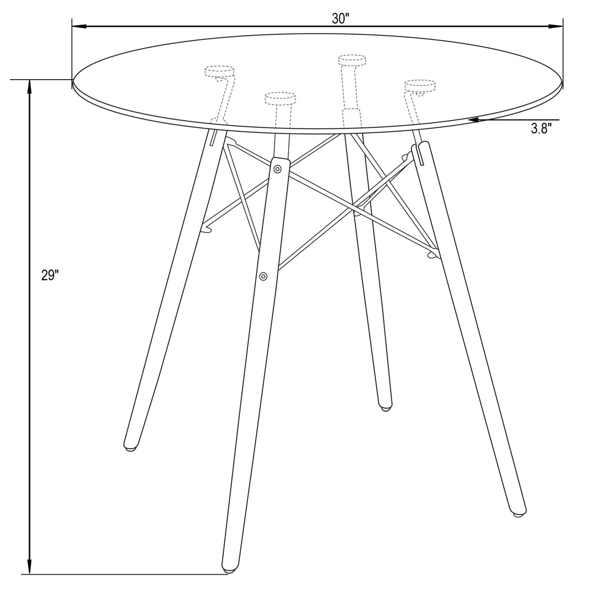 Round Glass Top Dining Table with Wood Base R651911