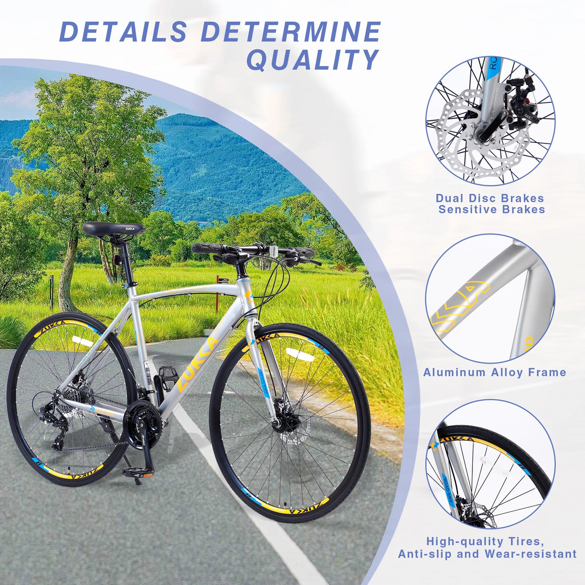 24 Speed 700C Aluminum Flat Bar Road Bike with Disc Brakes V1225