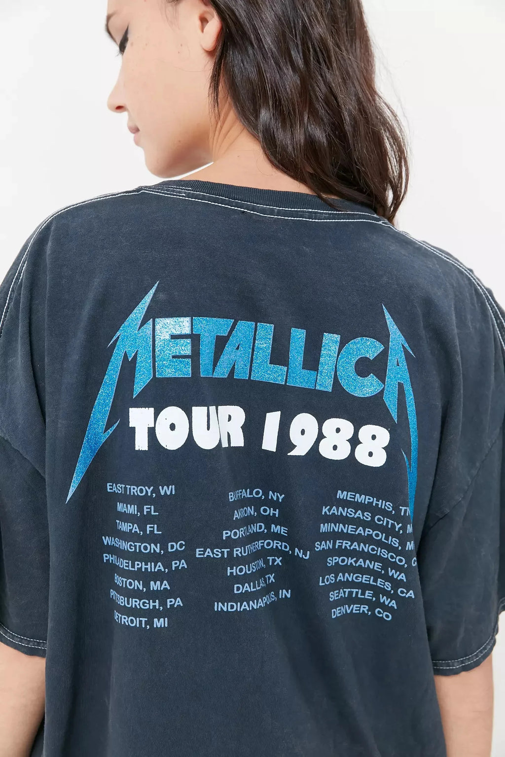 Metallica 1988 Tour Glitter Oversized Fit Tee T-Shirt T146223