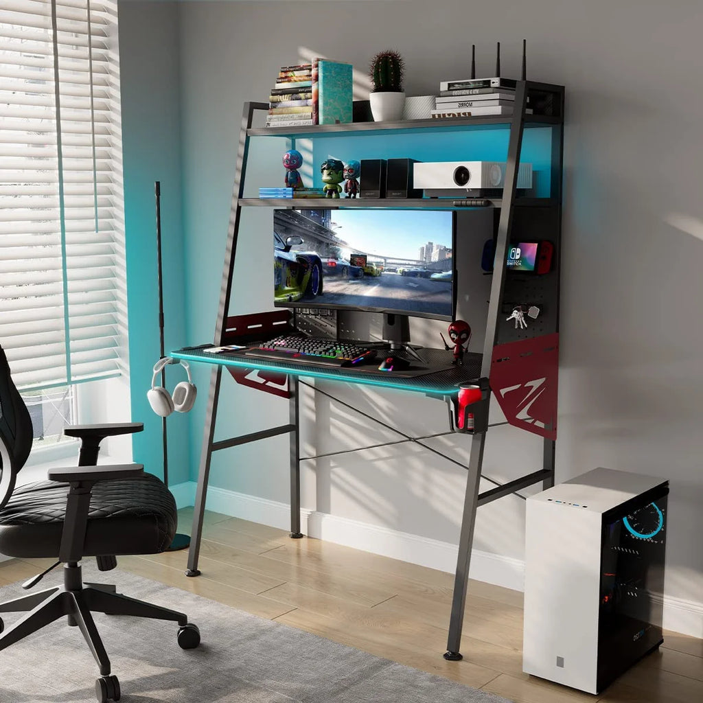 43'' Gaming Desk with Shelves F5057