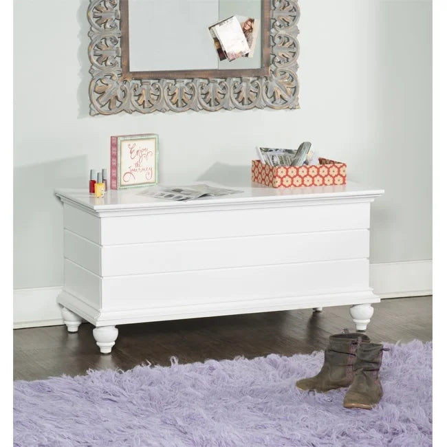 White Flip Top Cedar Storage Bench J95312