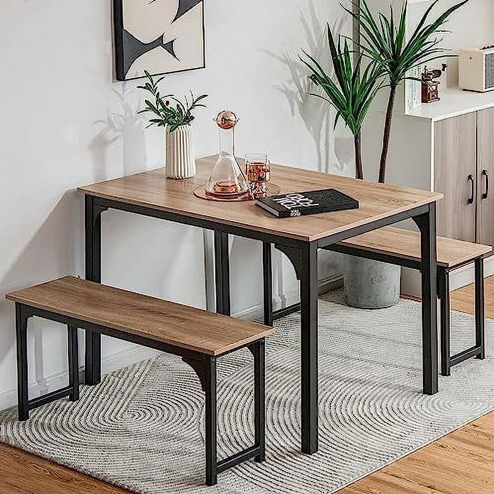 3-Piece Dining Table Set for 4 with Metal Frame P3948