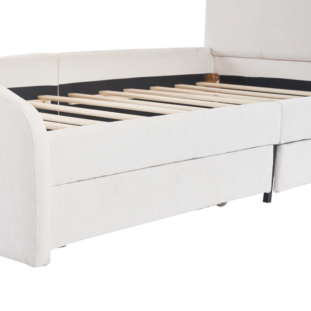 Upholstered Twin Bed with 2 Drawers D94670