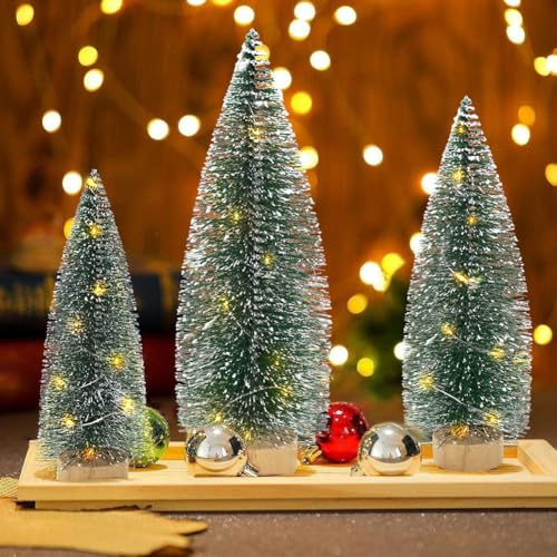 Mini Bottle Brush Christmas Trees with Lights X479853