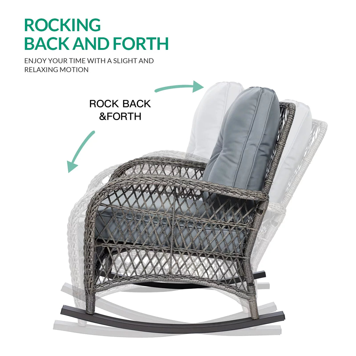 3-Piece Outdoor Wicker Rocking Bistro Set with Glass Top Side Table P504
