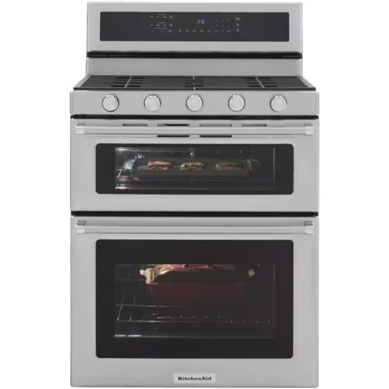 6.0 cu. ft. Double Oven Gas Range with Convection Oven in Stainless Steel V1079